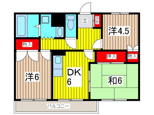 イーストビレッジ(3LDK/2階)の間取り写真