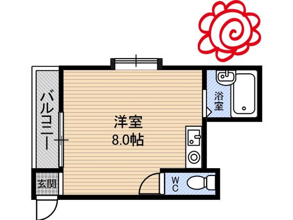 第5美和コーポ(ワンルーム/2階)の間取り写真