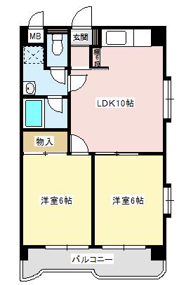 エクレールつつじが丘(2LDK/3階)の間取り写真