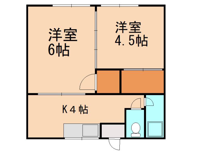 若根荘(2DK/1階)の間取り写真