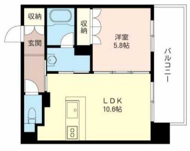 オーキッドレジデンス品川(1LDK/5階)の間取り写真