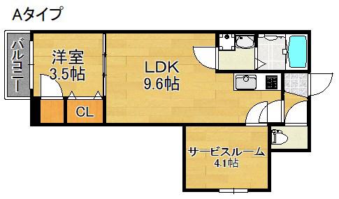 ラ・セーヌ安立(2LDK/1階)の間取り写真