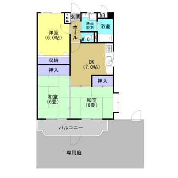 エクセルシャトー(3DK/1階)の間取り写真
