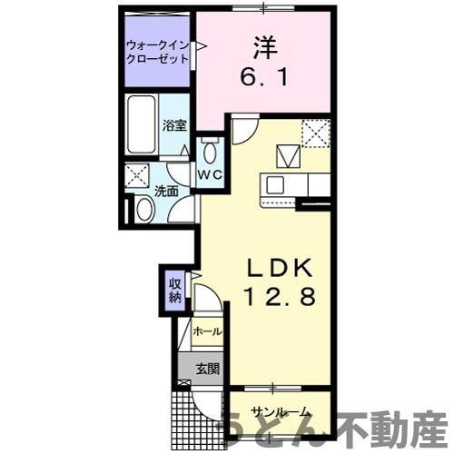 フィオーレI(1LDK/1階)の間取り写真