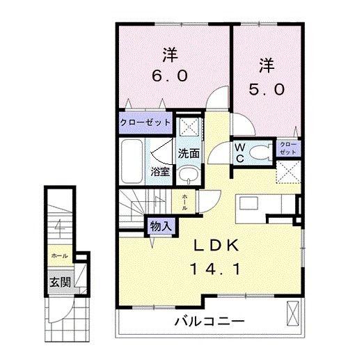ベルダンジュ(2LDK/2階)の間取り写真