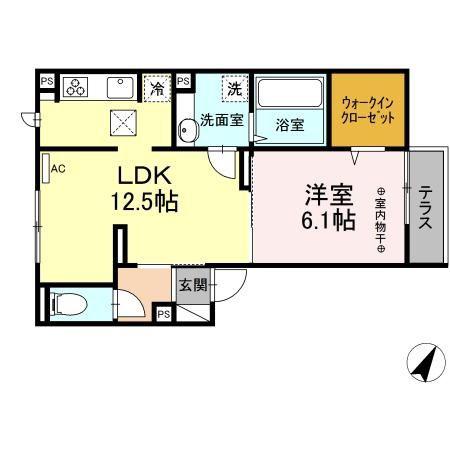 グランディール(1LDK/2階)の間取り写真