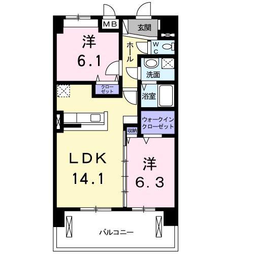 アルール(2LDK/3階)の間取り写真