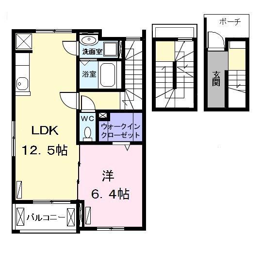 ヴェルトゥ マリ(1LDK/3階)の間取り写真