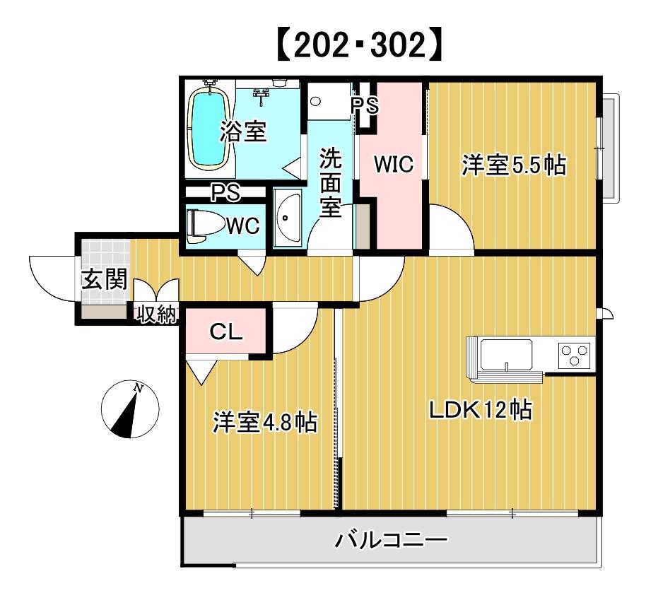 シャーメゾン綺羅(2LDK/3階)の間取り写真