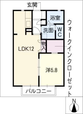 エスペランサ応仁(1LDK/1階)の間取り写真