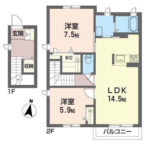 クオーレ(2LDK/2階)の間取り写真