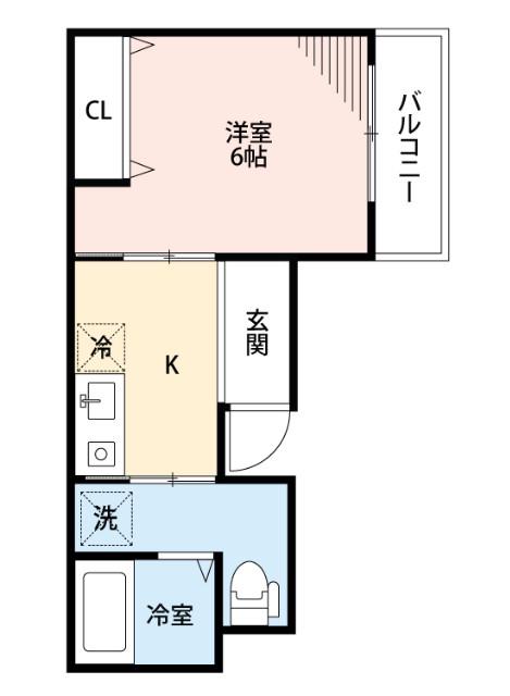 MOMOHOUSE高城町(1K/2階)の間取り写真