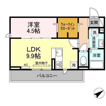 ポルトボヌール(1LDK/3階)の間取り写真