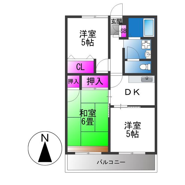クレストK(3DK/2階)の間取り写真