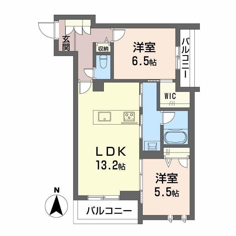 K&Jフォレストライト(2LDK/2階)の間取り写真