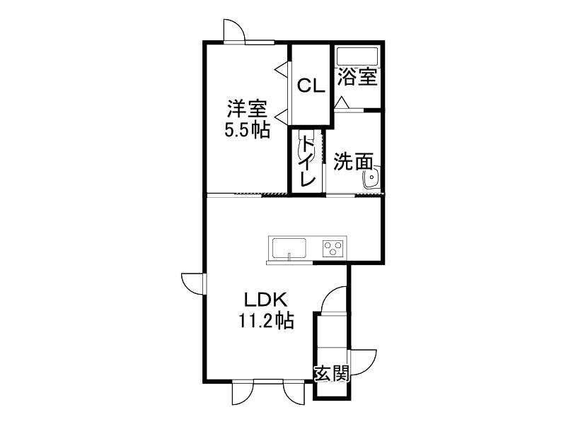 ユーフォリアI(1DK/1階)の間取り写真