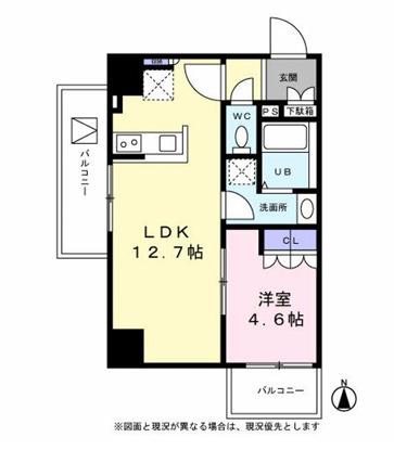 エムフラット秋葉原(1LDK/6階)の間取り写真