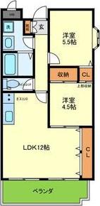 メゾンドエルGE(2LDK/4階)の間取り写真