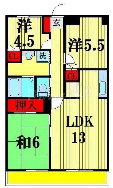 コージィコートナカムラ(3LDK/3階)の間取り写真