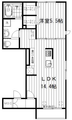 NOIRNAKANO(1LDK/2階)の間取り写真