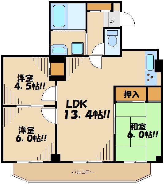 エイティフォーはまだ山(3LDK/2階)の間取り写真