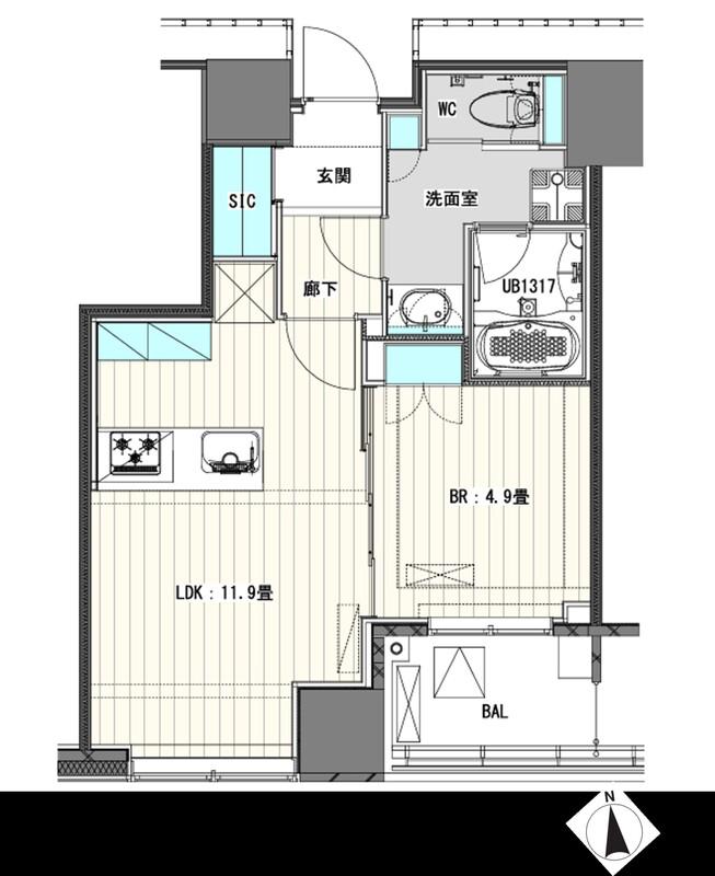 WHITE TOWER HAMAMATSUCHO ホワイトタワー浜松町(1LDK/6階)の間取り写真