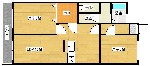 バリュービル観音(2LDK/5階)の間取り写真