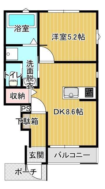 モノリシック(1DK/1階)の間取り写真
