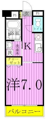宇田川柏ビル(1K/6階)の間取り写真