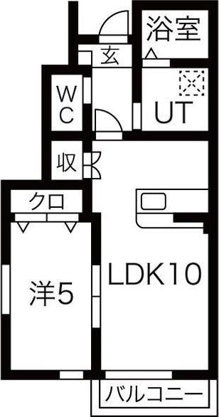KSK北上I(1LDK/1階)の間取り写真