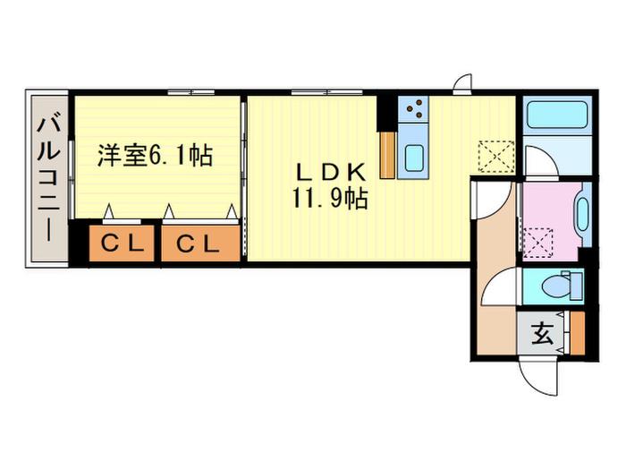 セジュールクレスト桂川(1LDK/3階)の間取り写真