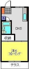 ハニーハイツ松野(1DK/1階)の間取り写真