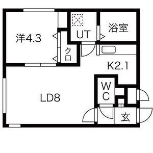 レーヴィア千歳(1LDK/1階)の間取り写真