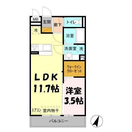 カーサⅠ(1LDK/3階)の間取り写真