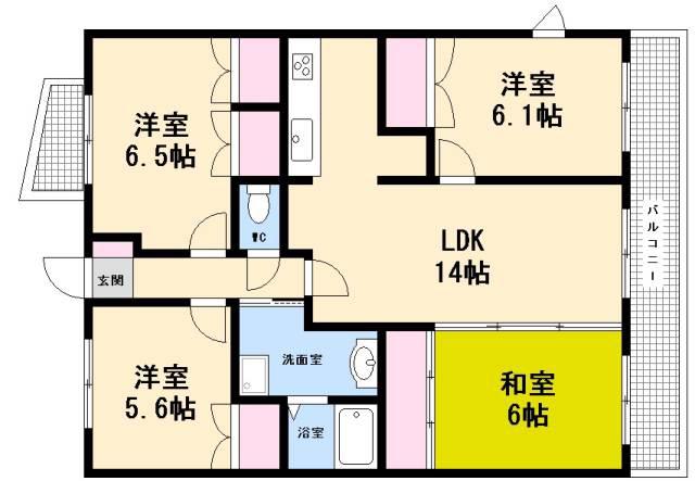リヴィエール八番館(4LDK/6階)の間取り写真
