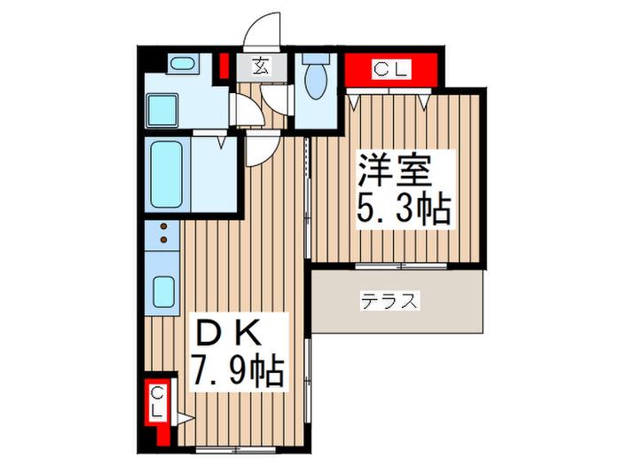 ARCENCIEL幕張(1DK/1階)の間取り写真