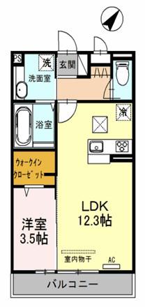 グラン・フィオーレ(1LDK/1階)の間取り写真