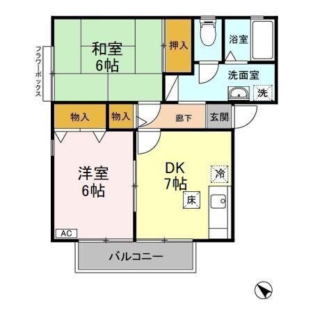 ストーク(2DK/1階)の間取り写真