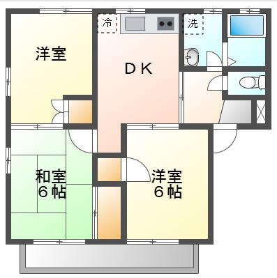 メゾニティーブラッサム(3DK/1階)の間取り写真