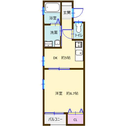 ライトハイツE(1DK/2階)の間取り写真