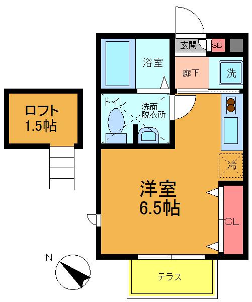 ニューアローズMV(ワンルーム/1階)の間取り写真