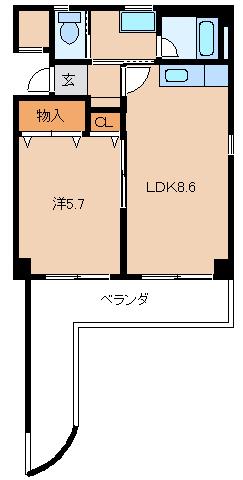 パル・ティール紀三井寺(1LDK/4階)の間取り写真