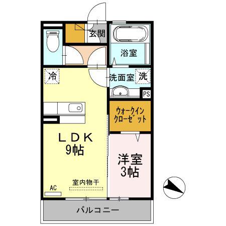パレス丹波弐番館(1LDK/2階)の間取り写真