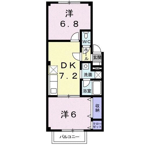 エクセレント タイムII(2DK/2階)の間取り写真