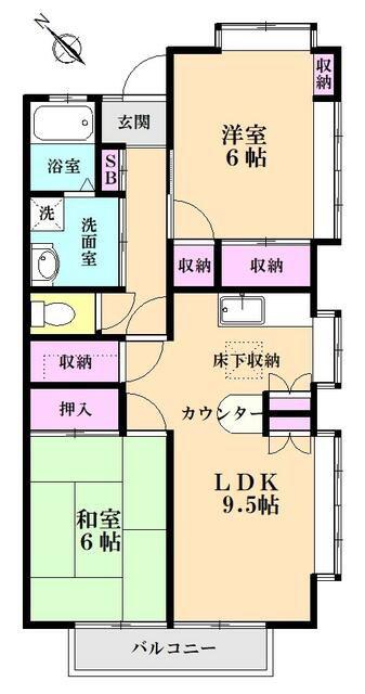 第3グリーンパーク(2LDK/2階)の間取り写真