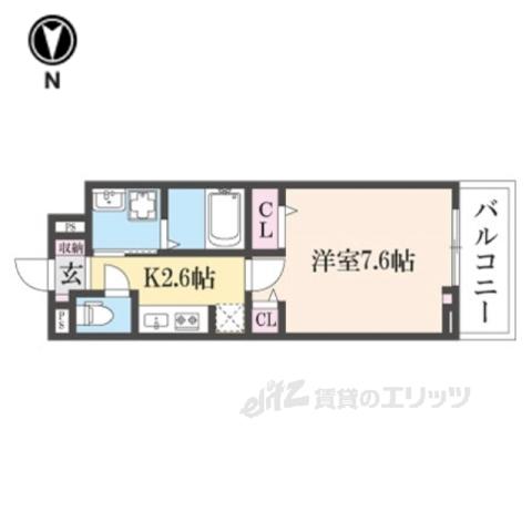 ヒカルサ奈良大森西ノース(1K/3階)の間取り写真