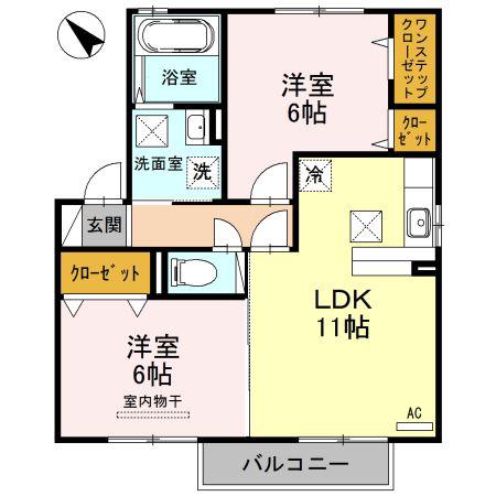 カサ・マールK B棟(2LDK/1階)の間取り写真