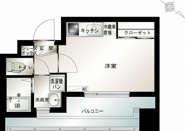 エンクレスト西公園 Ⅲ(1K/2階)の間取り写真