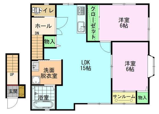 ラ・フランス18番街(2LDK/2階)の間取り写真