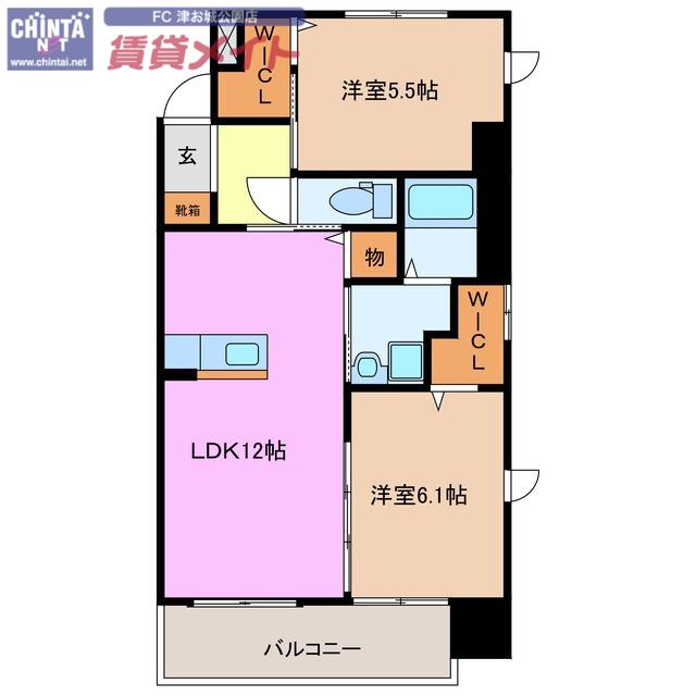  クレド桜橋(2LDK/4階)の間取り写真
